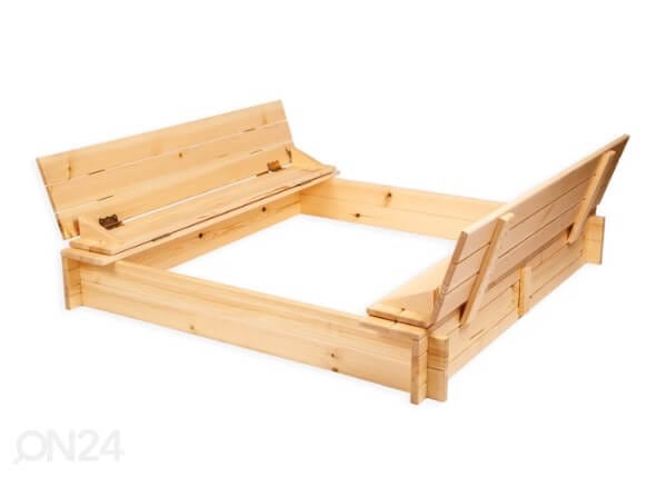 Hiekkalaatikko kannella ja istuimilla 140x140 cm